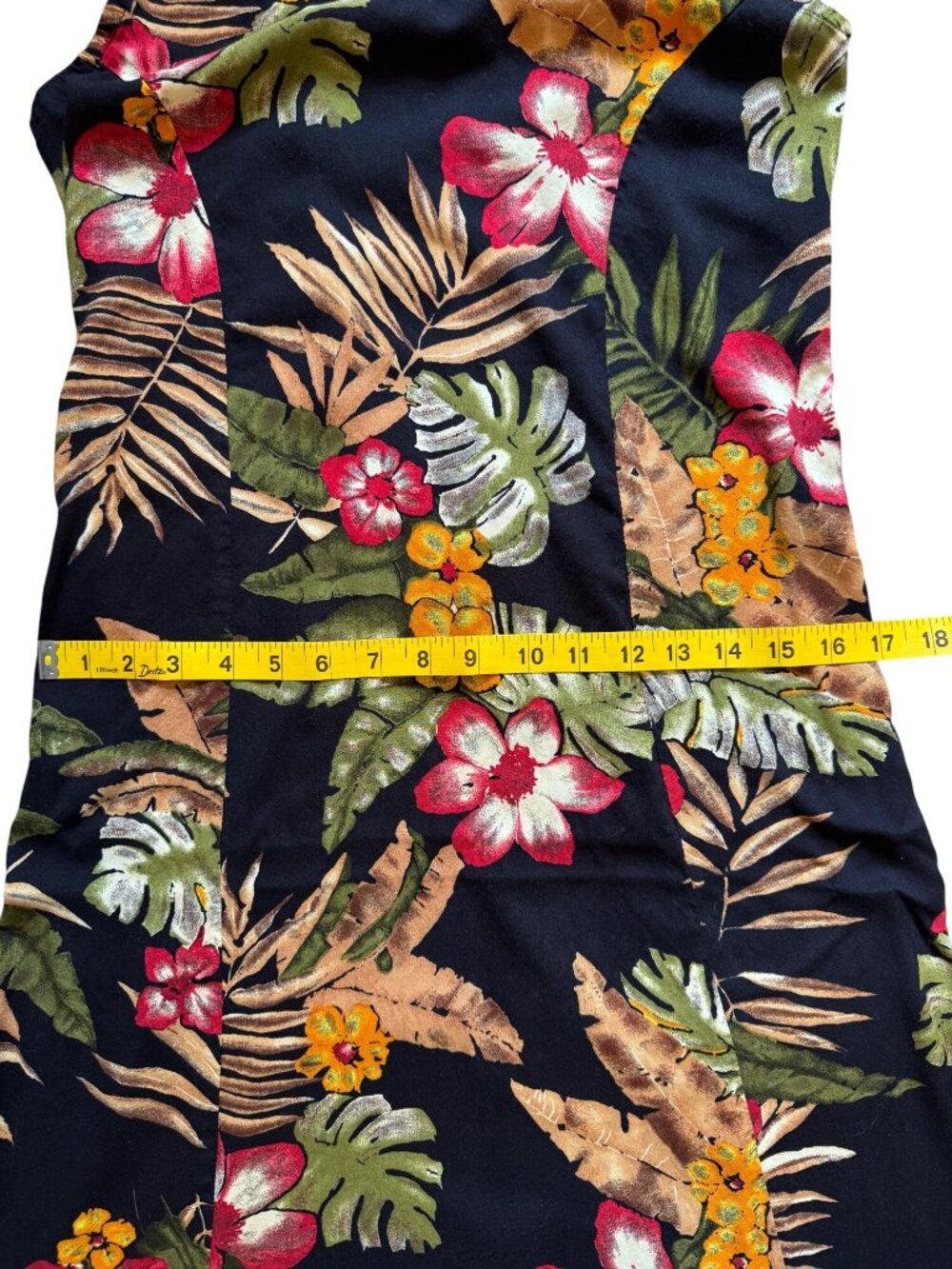 Hibiscus Collection Hawaii Floral Maxi Sundress L Black Tropical Straps Summer - Picture 11 of 14